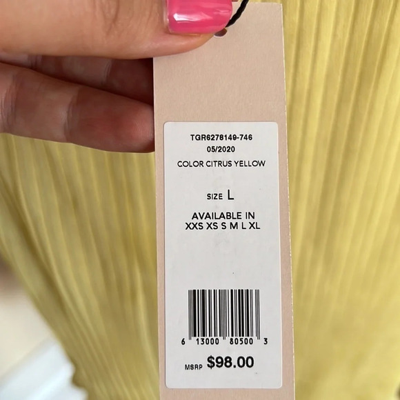 BCBGeneration Buttermilk Yellow Pleated Mini Dress - Size L - NWT - Picture 12 of 12